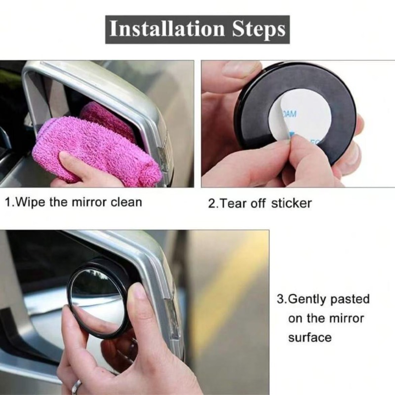 Blind Spot Mirror Wide Angle Convex 2Pcs - 2Pcs Round Frame Convex Blind Spot