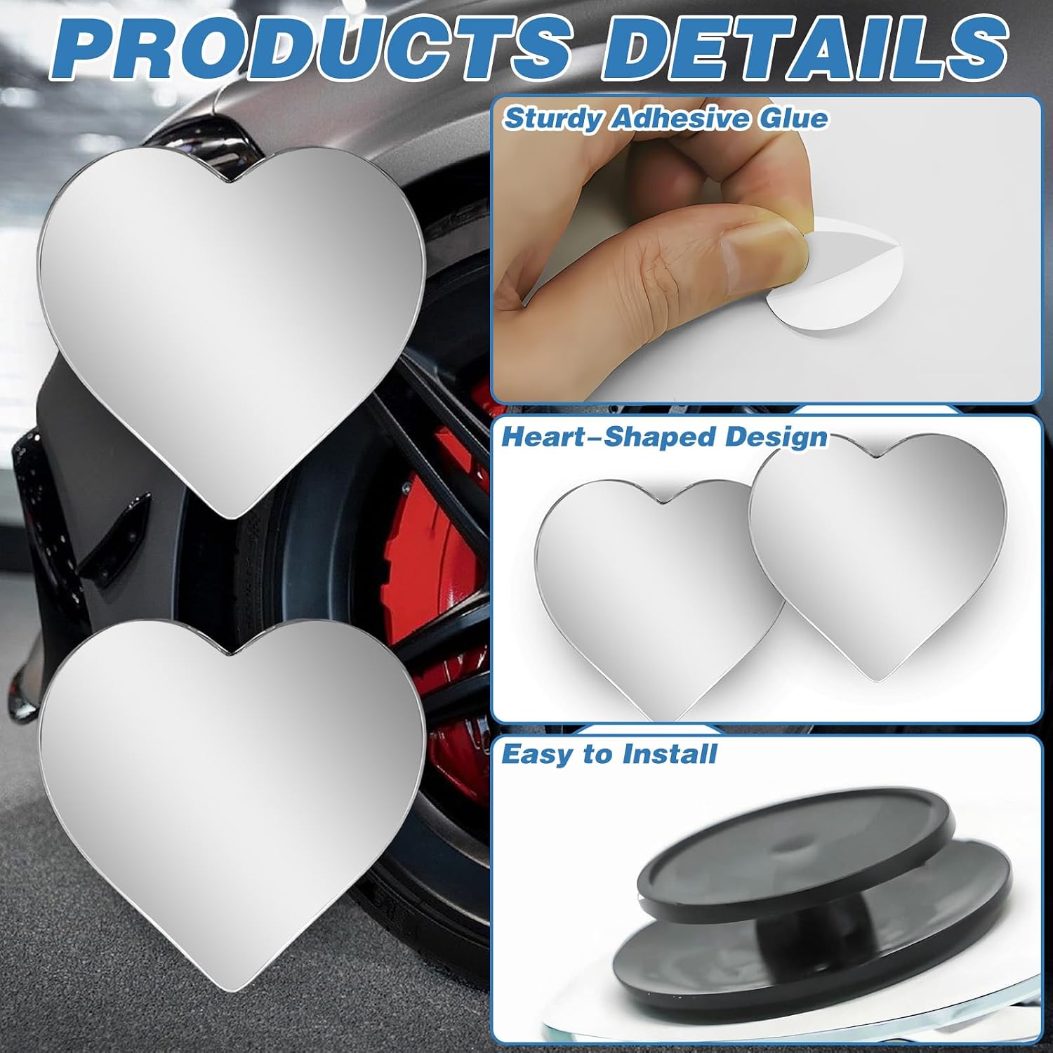 2Pcs Heart Shaped HD Blind Spo - Blind Spot Mirror Wide Angle Convex 2Pcs review and price