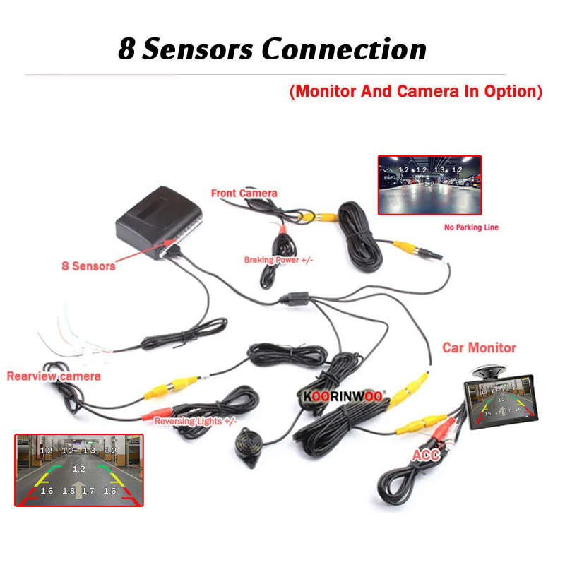 Koorinwoo Electromagnetic Park - Car Parking Sensor 8 Sensor Front Rear review and price
