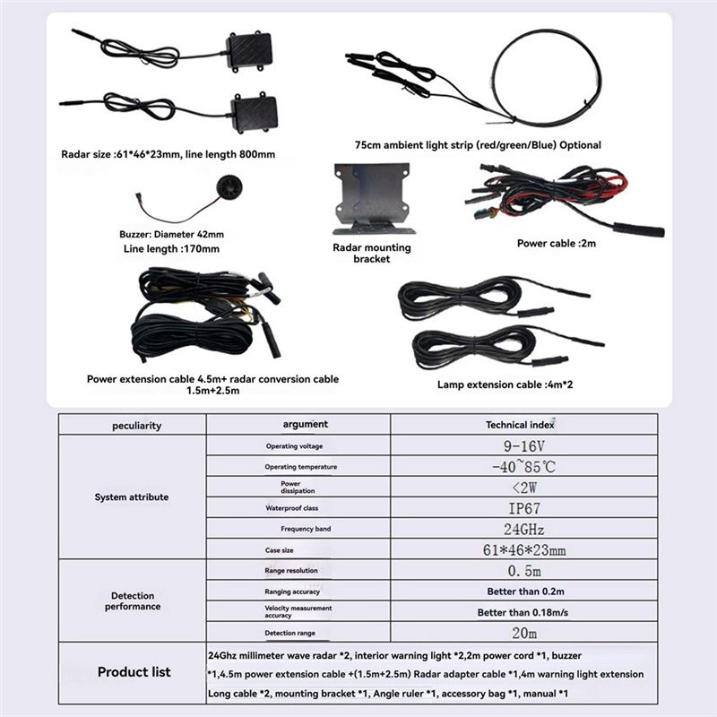 M93K-20M Car Universal 24Ghz M - Millimeter Wave Radar Blind Spot Warning review and price
