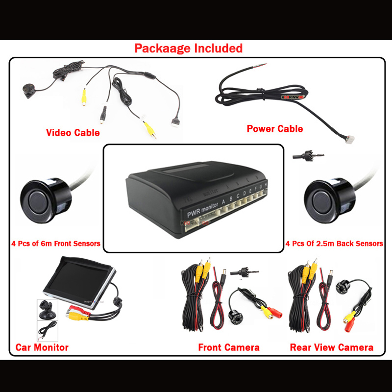 Koorinwoo 360 Bird Parktronic  - Car Parking Sensor 8 Sensor Front Rear review and price